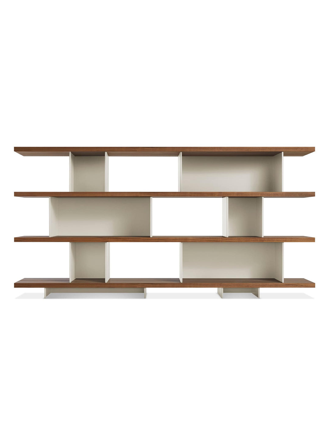 Blu Dot Happy Day 4, étagère design mêlant bois et acier. gris, noyer