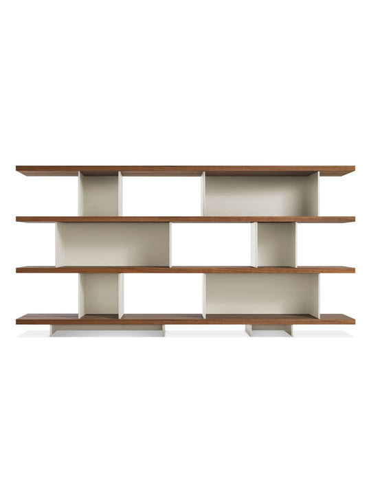 Blu Dot Happy Day 4, étagère design mêlant bois et acier. gris, noyer