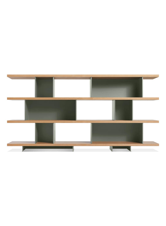 Bibliothèque Happy Day 4, lignes épurées et style contemporain. vert, chene