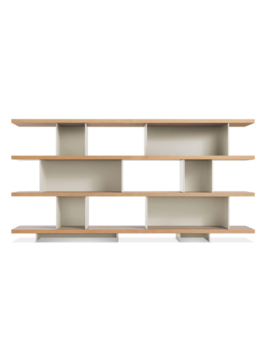 Happy Day 4, bibliothèque modulaire raffinée signée Blu Dot. gris, chene