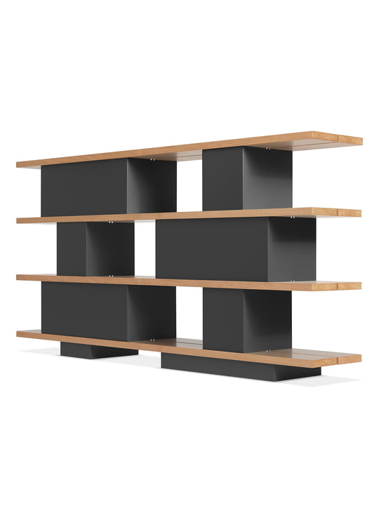 Bibliothèque Happy Day 4, esthétique raffinée et structure solide. noir, chene