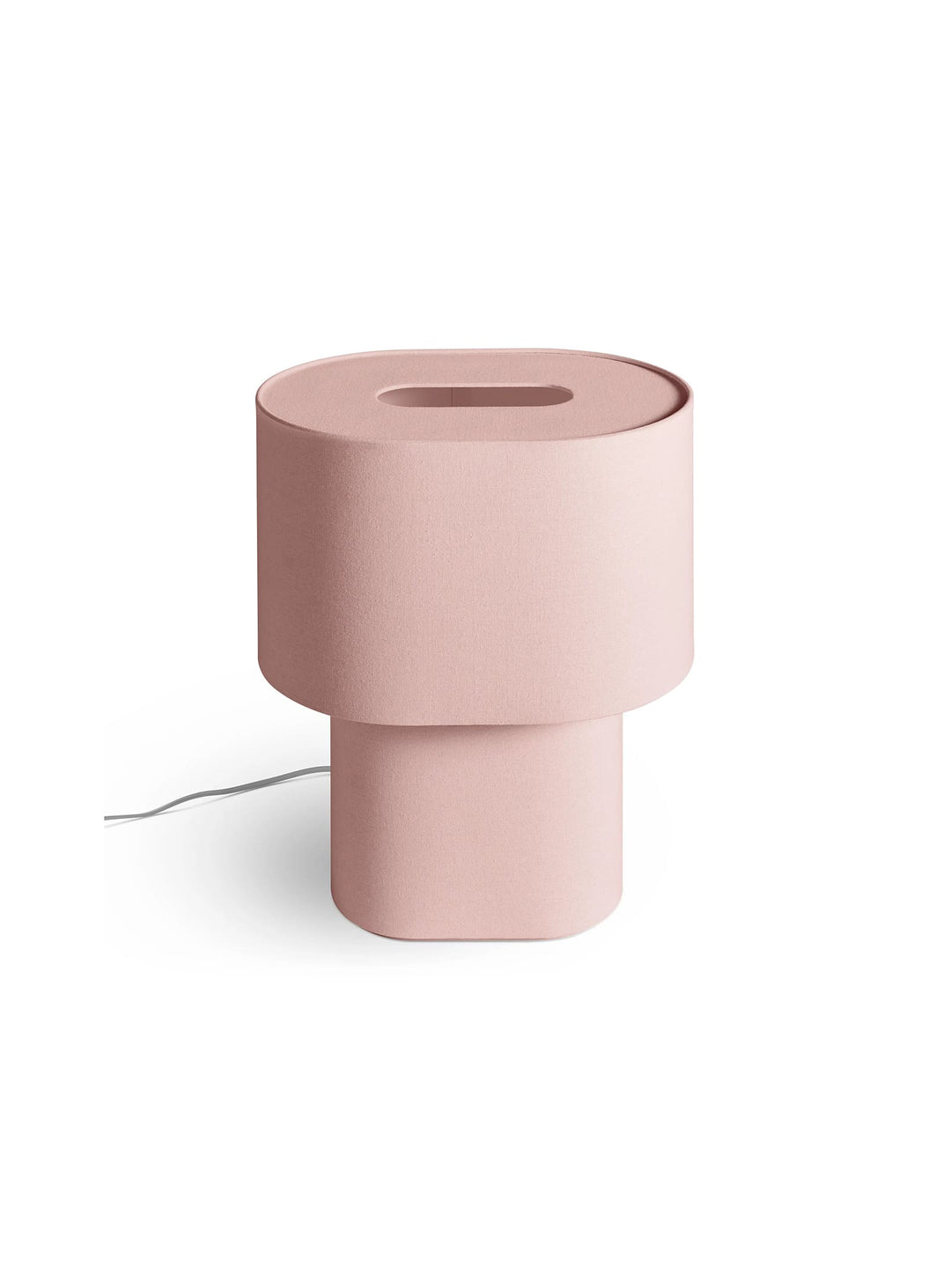 La lampe de table Hilla de Blu Dot : design sculptural et variateur intégré. Blush.