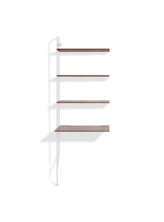 Blu Dot Hitch Add-on : extension modulable en bois et acier thermolaqué. Blanc et noyer.