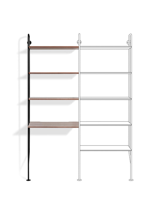 Extension de bibliothèque Hitch Add-on de Blu Dot : parfaite pour salon ou bureau. noir et noyer.