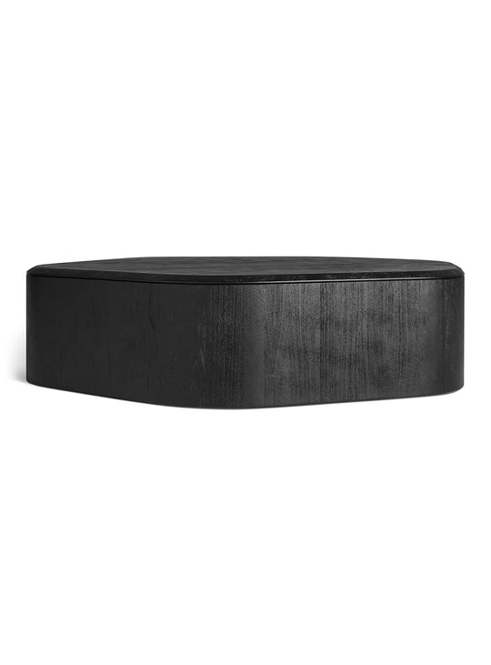 Table à café Hoard de Blu Dot en bois d'acacia, idéale pour un salon au design contemporain. noir