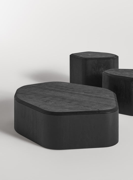 Table à café Hoard Blu Dot : un design minimaliste en bois d'acacia pour le salon. noir