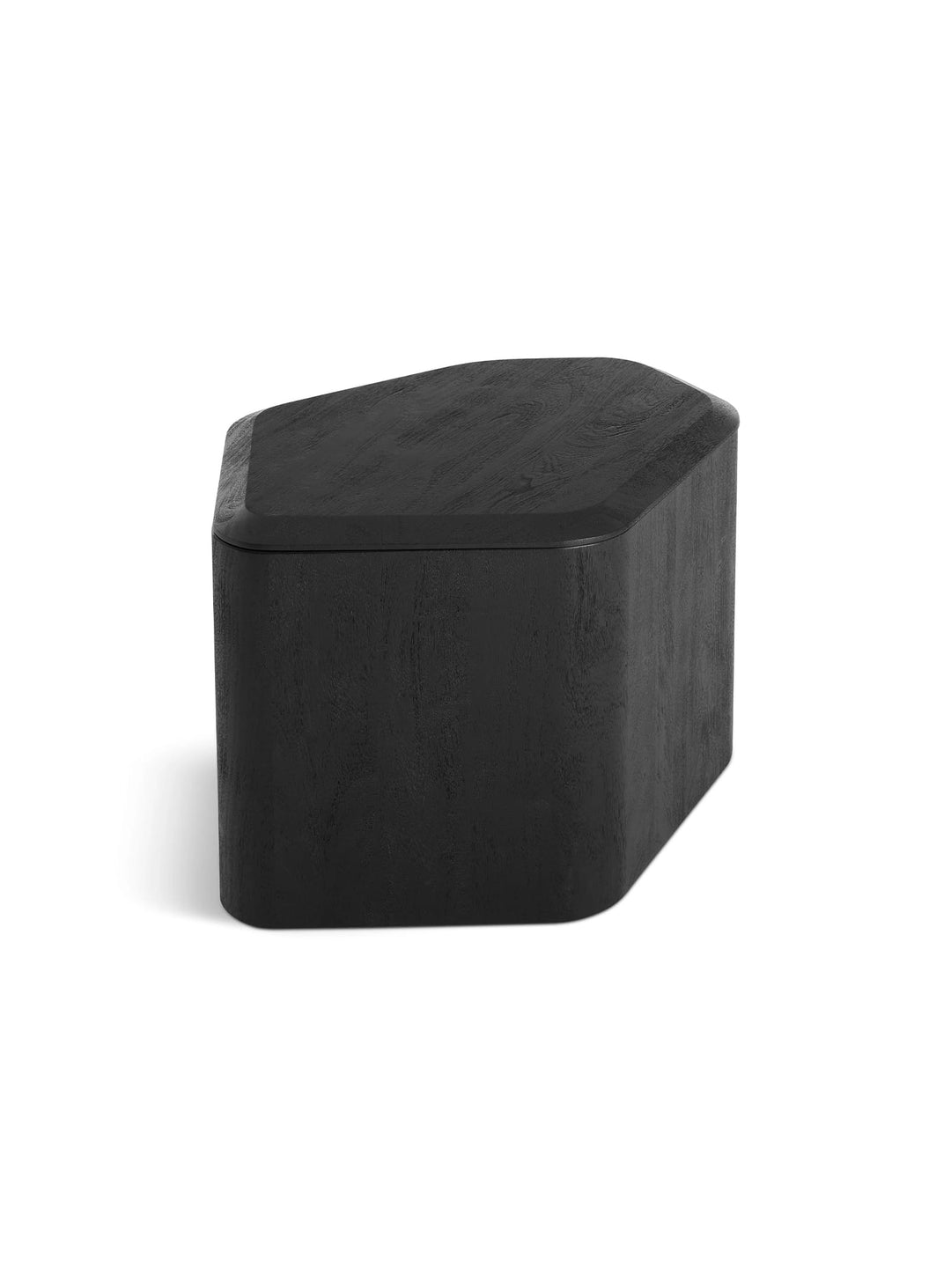 Table d'appoint Blu Dot Hoard avec rangement caché, plateau amovible et silhouette organique. noir