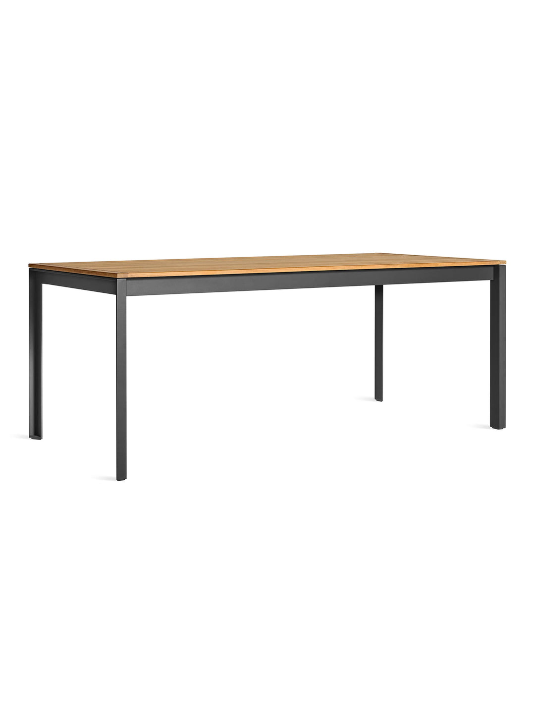 Table à dîner Hold Tight Blu Dot, mobilier extérieur durable en teck massif. noir