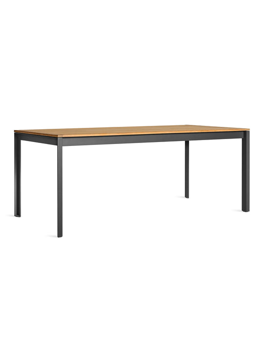 Table à dîner Hold Tight Blu Dot, mobilier extérieur durable en teck massif. noir