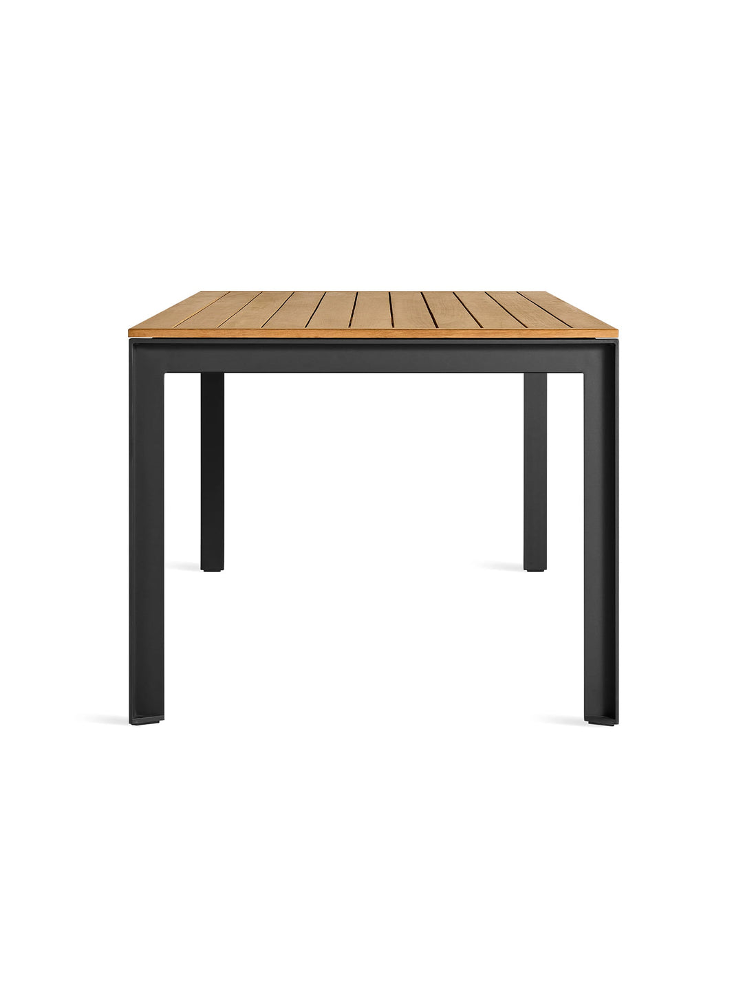 Table à dîner Hold Tight Blu Dot, table extérieure en bois et métal raffiné. noir