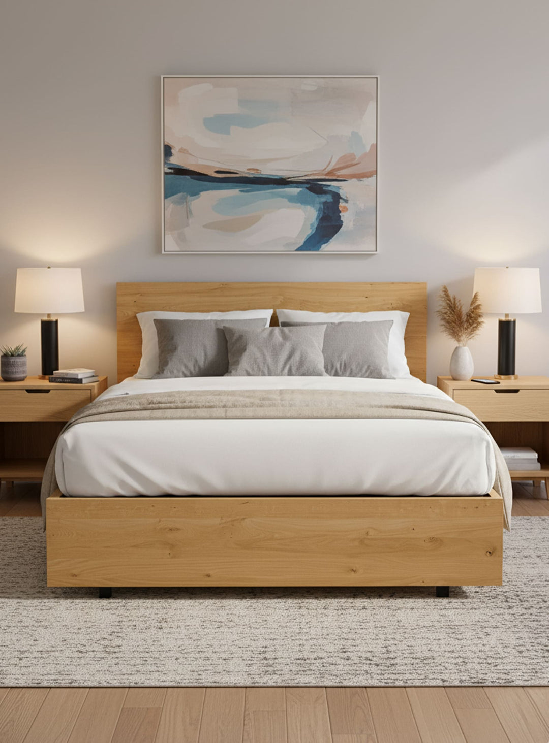 Praticité et modernité s’unissent dans le lit Homecoming de Blu Dot. Naturel.