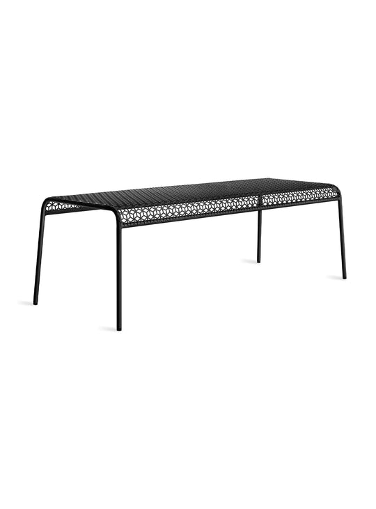 Banc Hot Mesh Blu Dot : banc moderne, acier perforé et style contemporain. noir