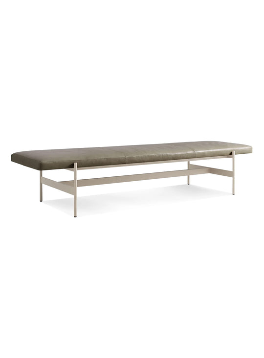 Banc Jumbo Blu Dot : banc design, parfait pour intérieur moderne. grey green leather