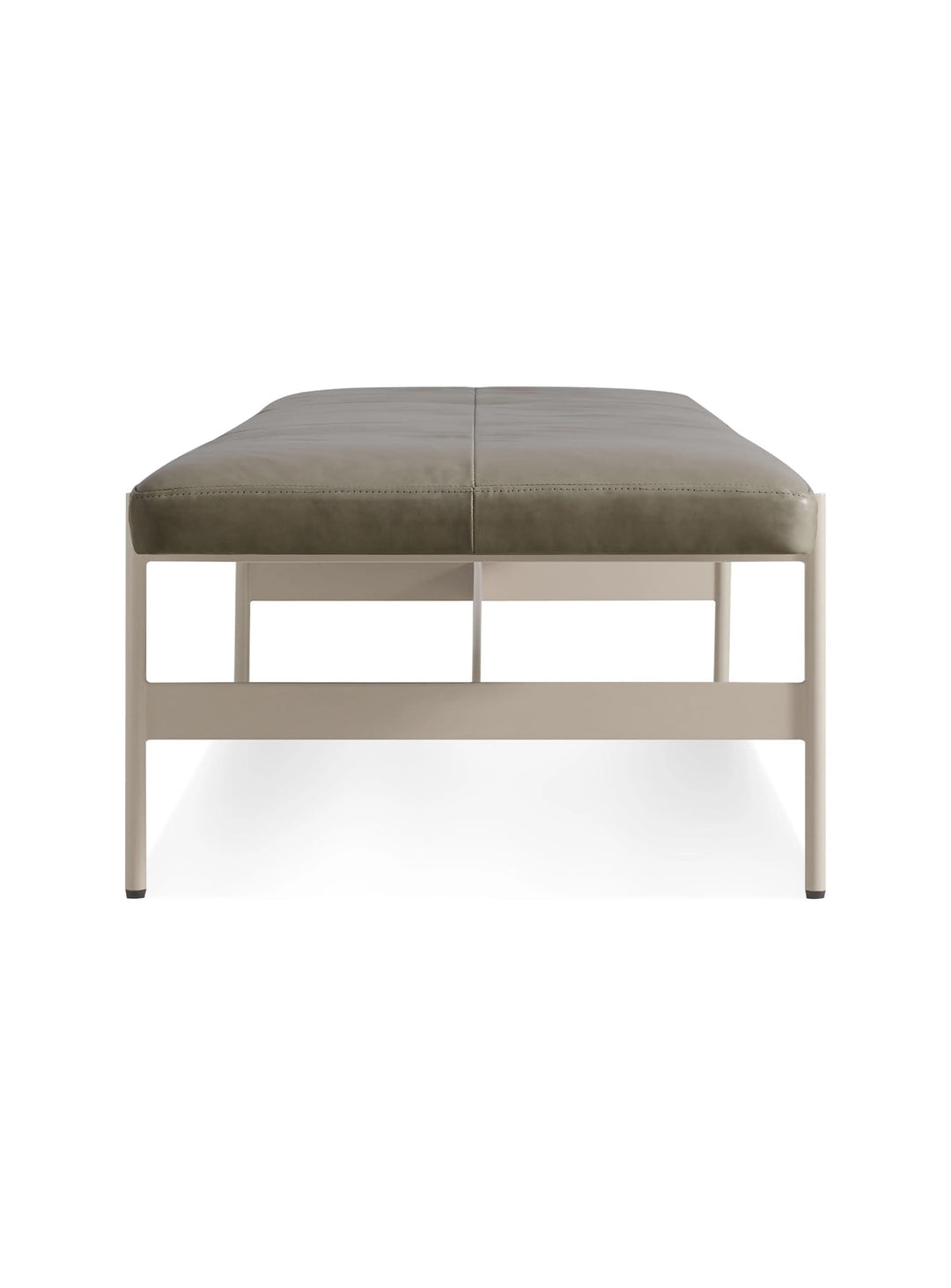 Banc Jumbo Blu Dot : banc design, parfait pour pied de lit. grey green leather