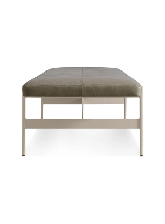 Banc Jumbo Blu Dot : banc design, parfait pour pied de lit. grey green leather