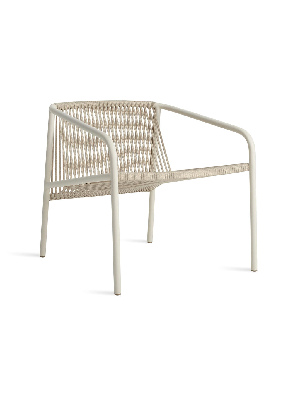 Chaise Lookout Blu Dot : chaise design, structure acier et assise en corde. blanc