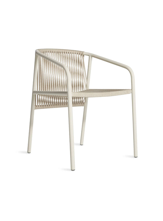 Chaise Lookout Blu Dot : chaise design, structure acier et assise en corde. blanc