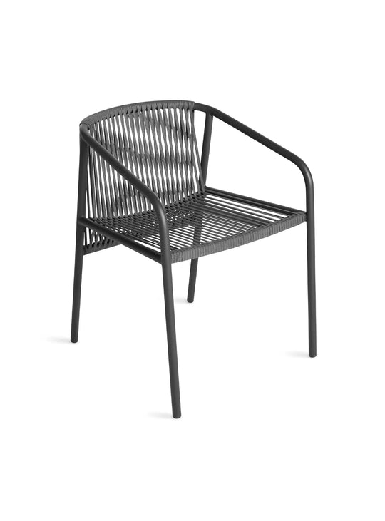 Chaise Lookout Blu Dot : chaise extérieur design, acier et corde élégants. carbon