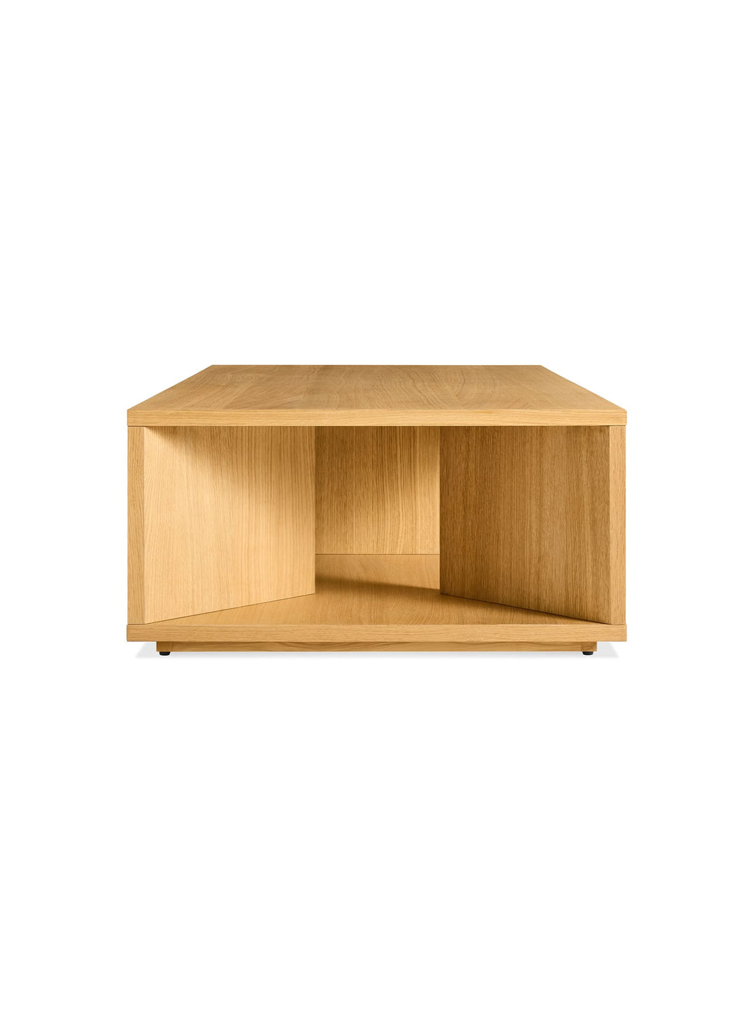 Table basse Low Space Blu Dot : silhouette basse et style contemporain chaleureux. chêne blanc