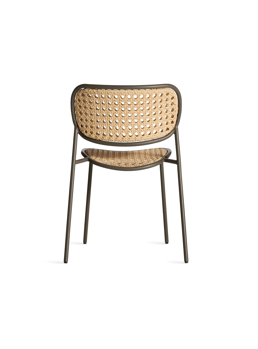 Chaise Made You Look Blu Dot, design léger avec rotin synthétique tressé élégant. olive foncé