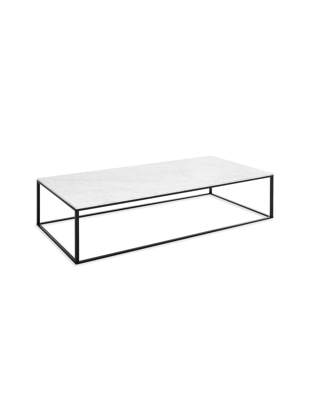 Table à café rectangulaire Minimalista Blu Dot : un meuble raffiné aux lignes épurées. marbre blanc, noir