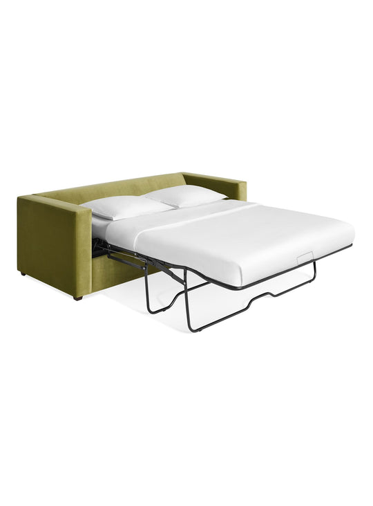 Canapé-lit Mono de Blu Dot : couchage queen et design intemporel.