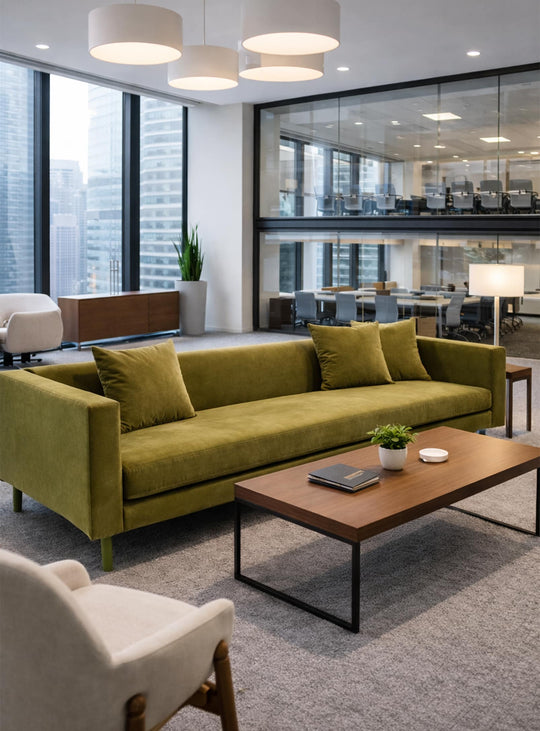 Sofa Blu Dot Mono, parfait pour un intérieur lumineux et au style minimaliste. vert