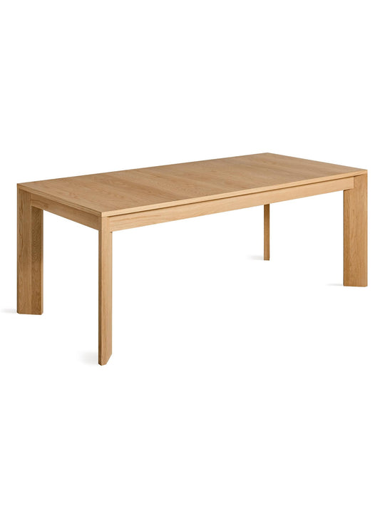 Table Moreover Blu Dot : design contemporain avec rallonge papillon intégrée. chêne blanc