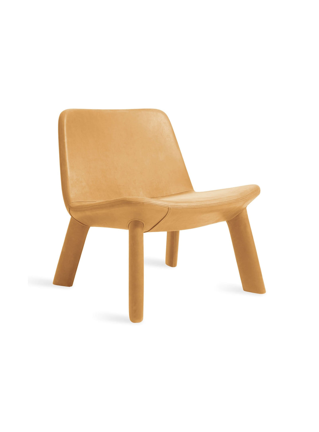 Chaise lounge Neat de Blu Dot, rembourrage complet et style chic. cuir camel