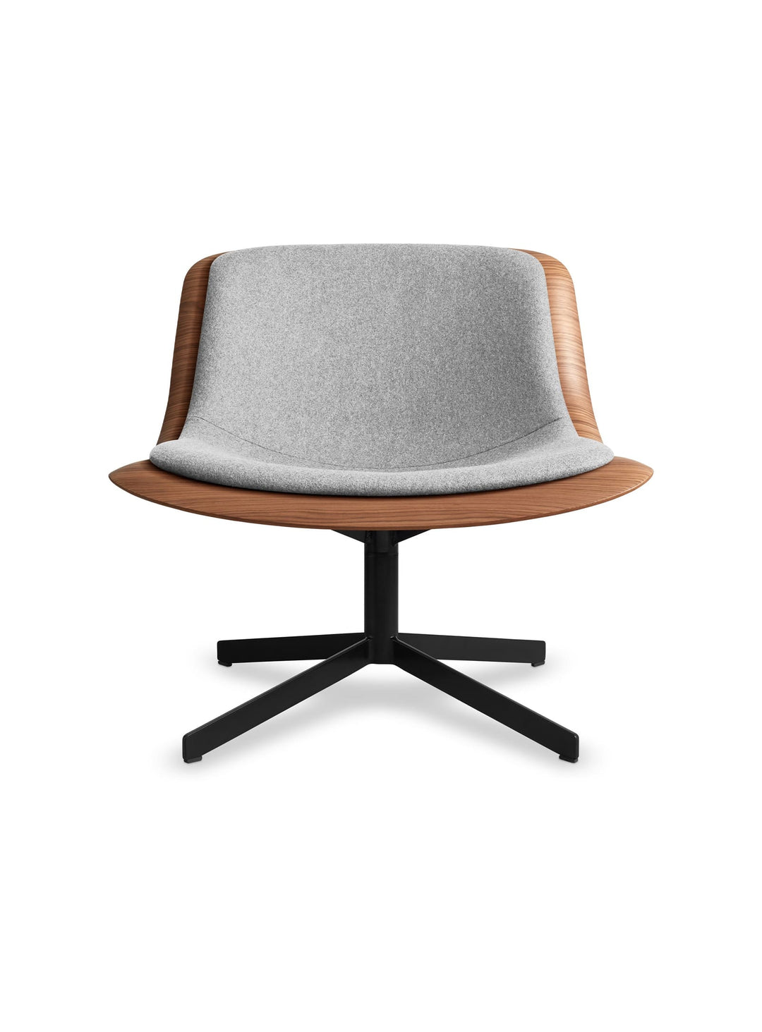 Blu Dot Nonesuch : chaise lounge en bois cintré et base en acier thermolaqué. Noyer et gris clair.