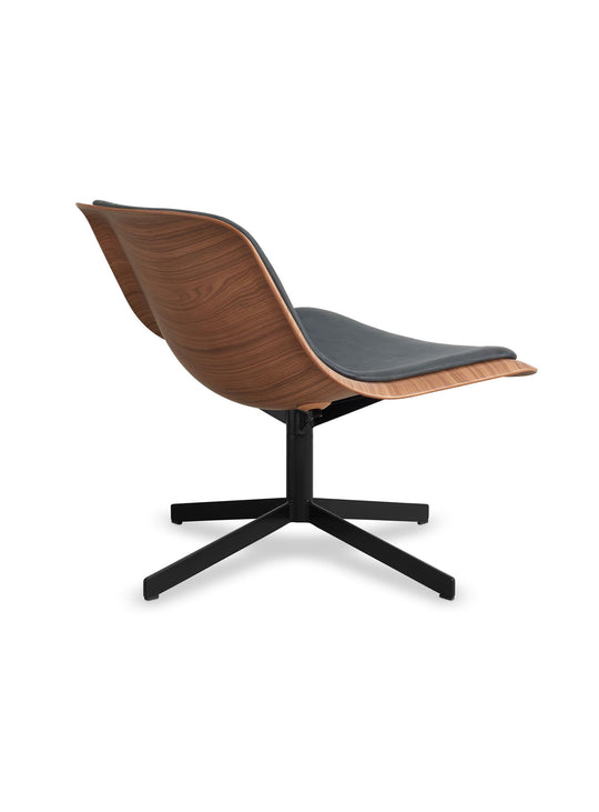 Chaise lounge Nonesuch de Blu Dot : placage en noyer ou chêne blanc élégant. Noyer et gris foncé.