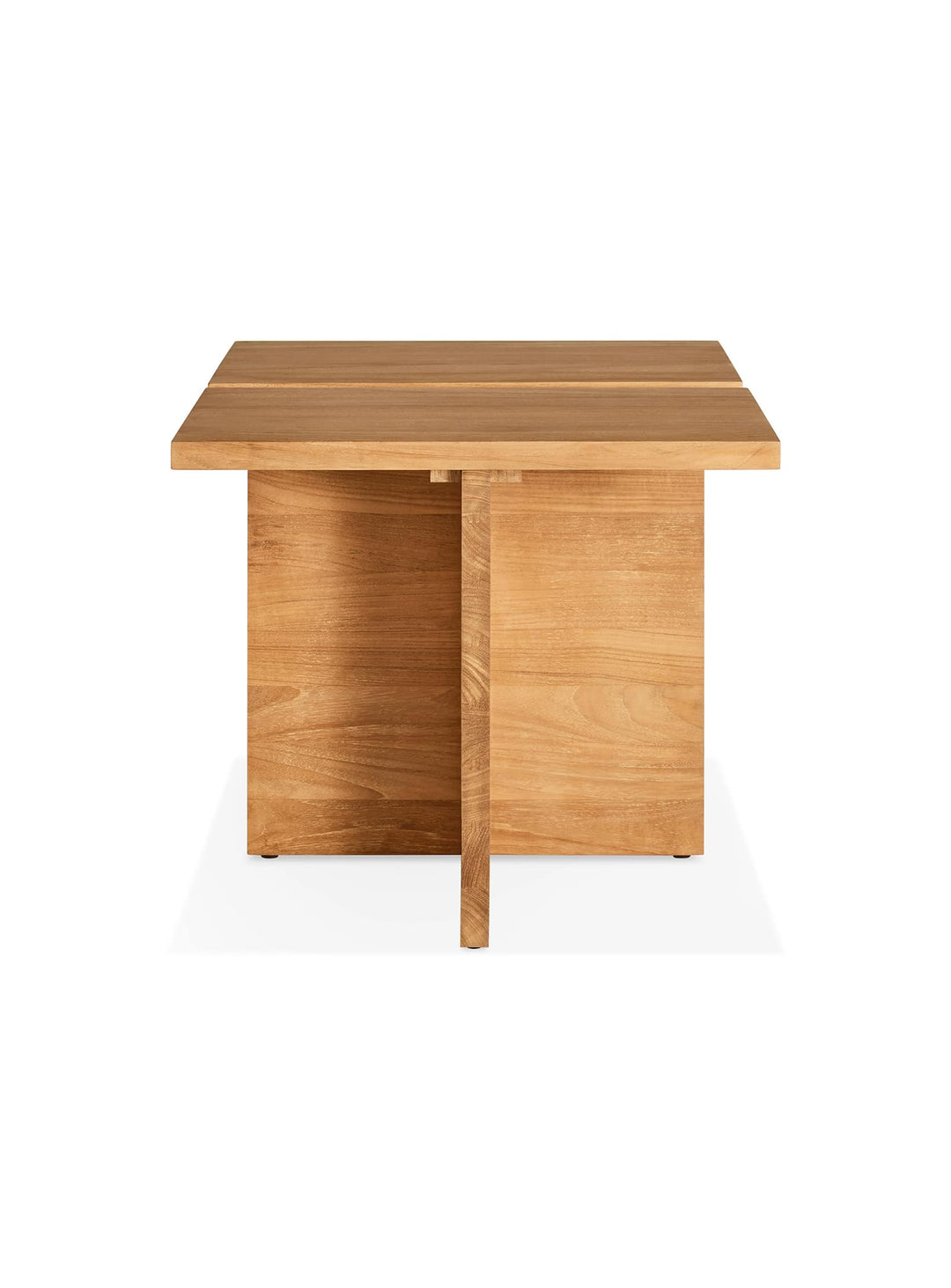 Table d’appoint NowThen de Blu Dot teck naturel résistant extérieur.
