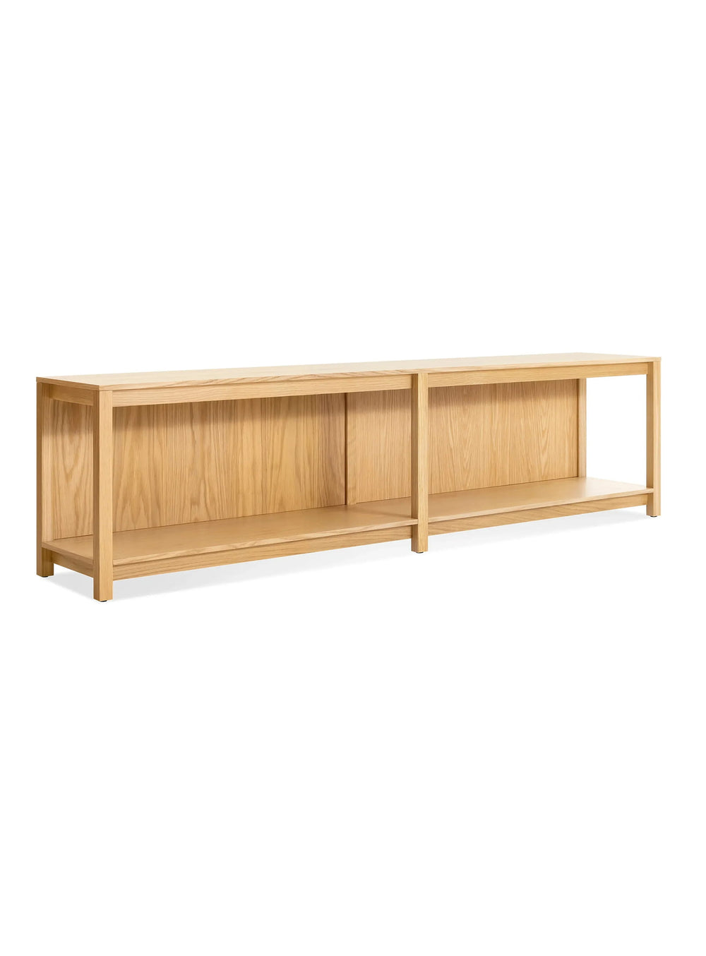 Banc Open Plan Blu Dot : banc design, chêne ou noyer et espace de rangement. chêne blanc