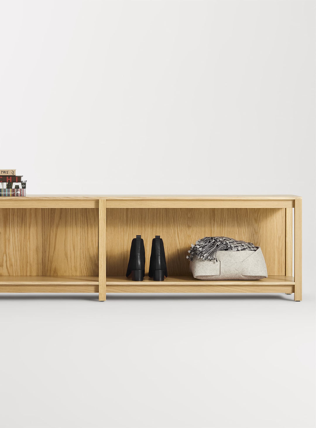 Banc Open Plan Blu Dot : banc moderne, polyvalent et durable. chêne blanc