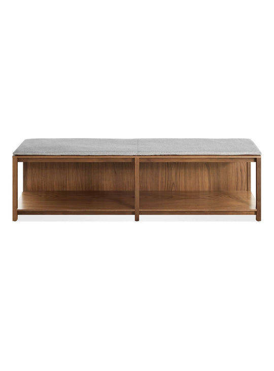 Banc Open Plan Blu Dot : banc moderne, parfait pour espace de vie. coussin gabro grey
