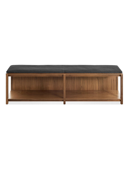 Banc Open Plan Blu Dot : banc contemporain, rangement pratique et esthétique. coussin maharam meld in panda