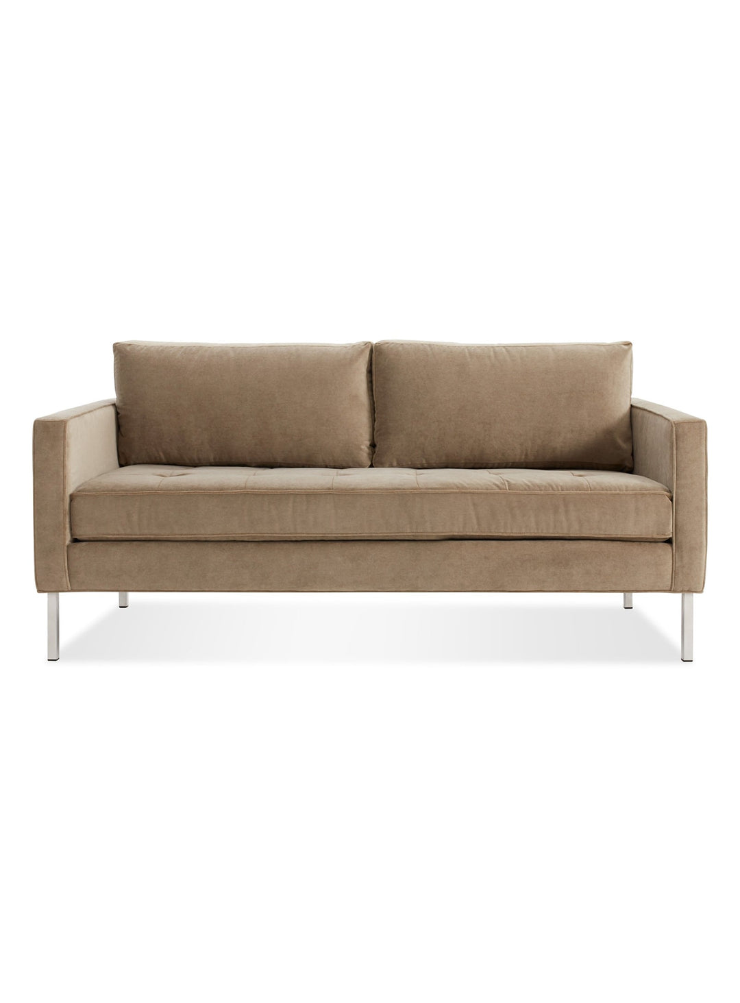 Blu Dot Paramount : sofa robuste en bois massif et pieds en acier. Sable.