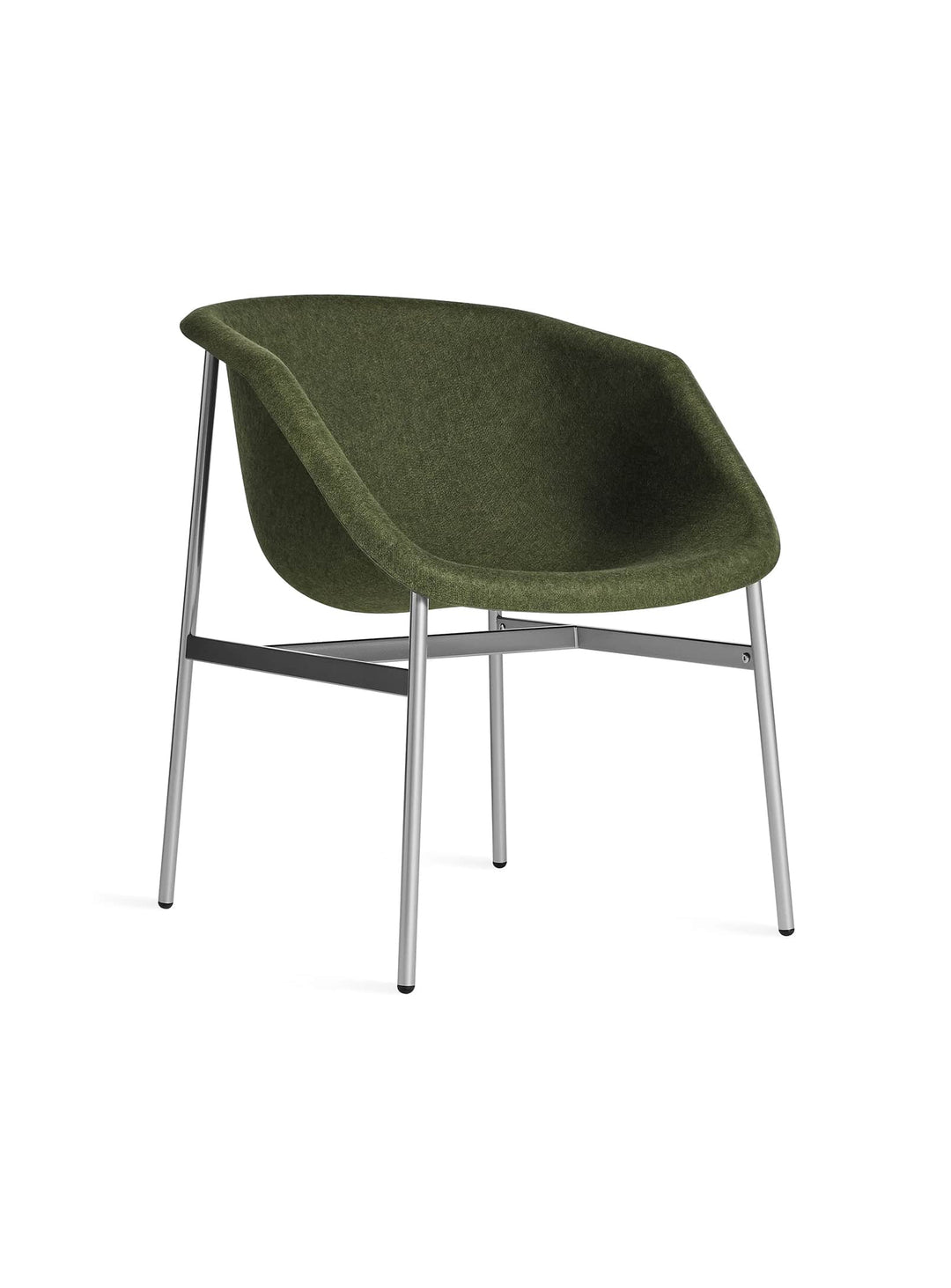 Chaise Past Life Blu Dot, assise baquet en feutre recyclé au style minimaliste. vert olive