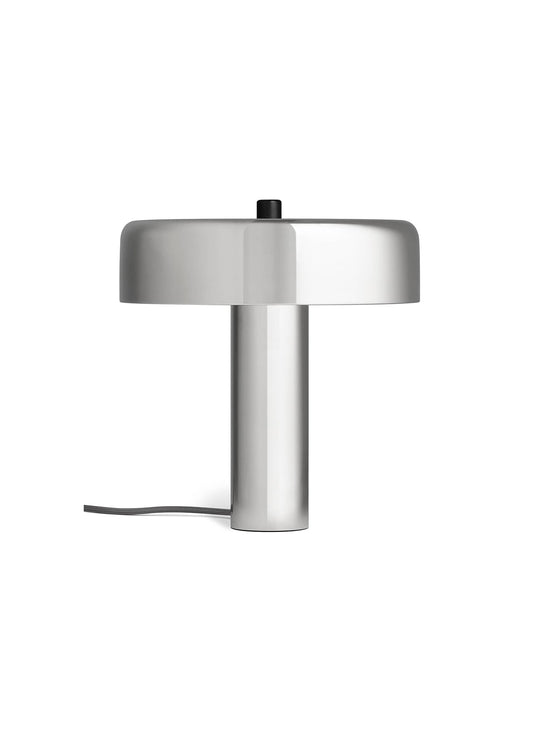 Blu Dot Punk : lampe de table raffinée en métal et bois massif. Nickel