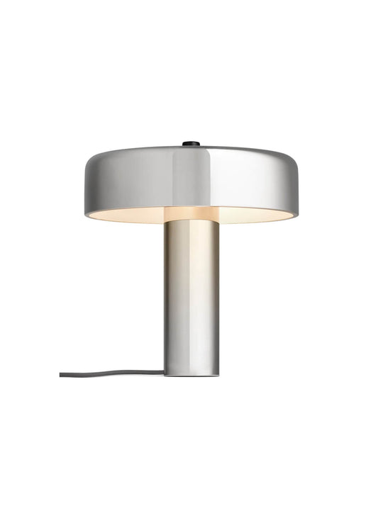 Blu Dot Punk : lampe design avec interrupteur en bois massif. Nickel