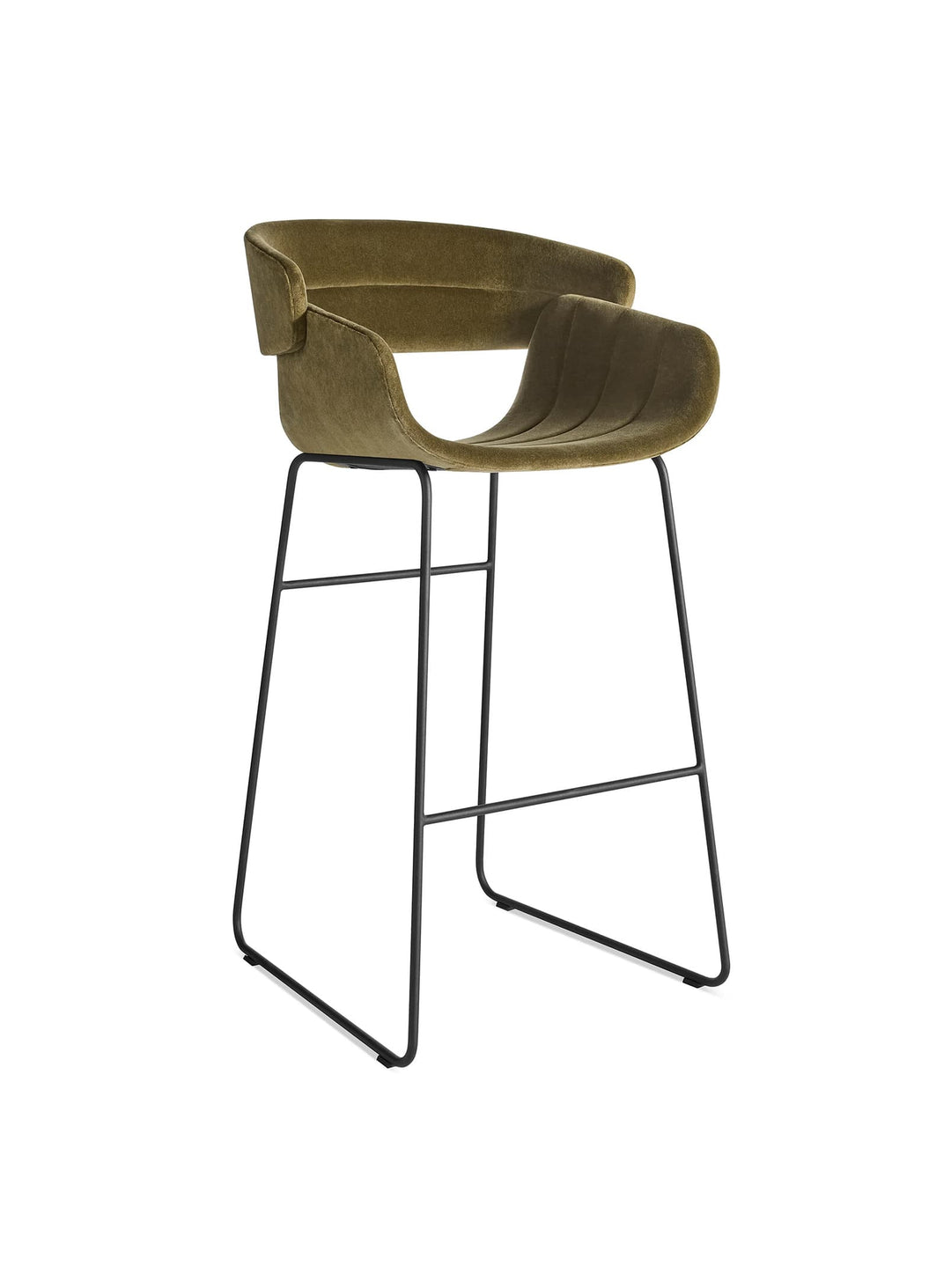 Tabouret de bar Racer Blu Dot : tabouret design, piètement acier et look élégant. moss velvet