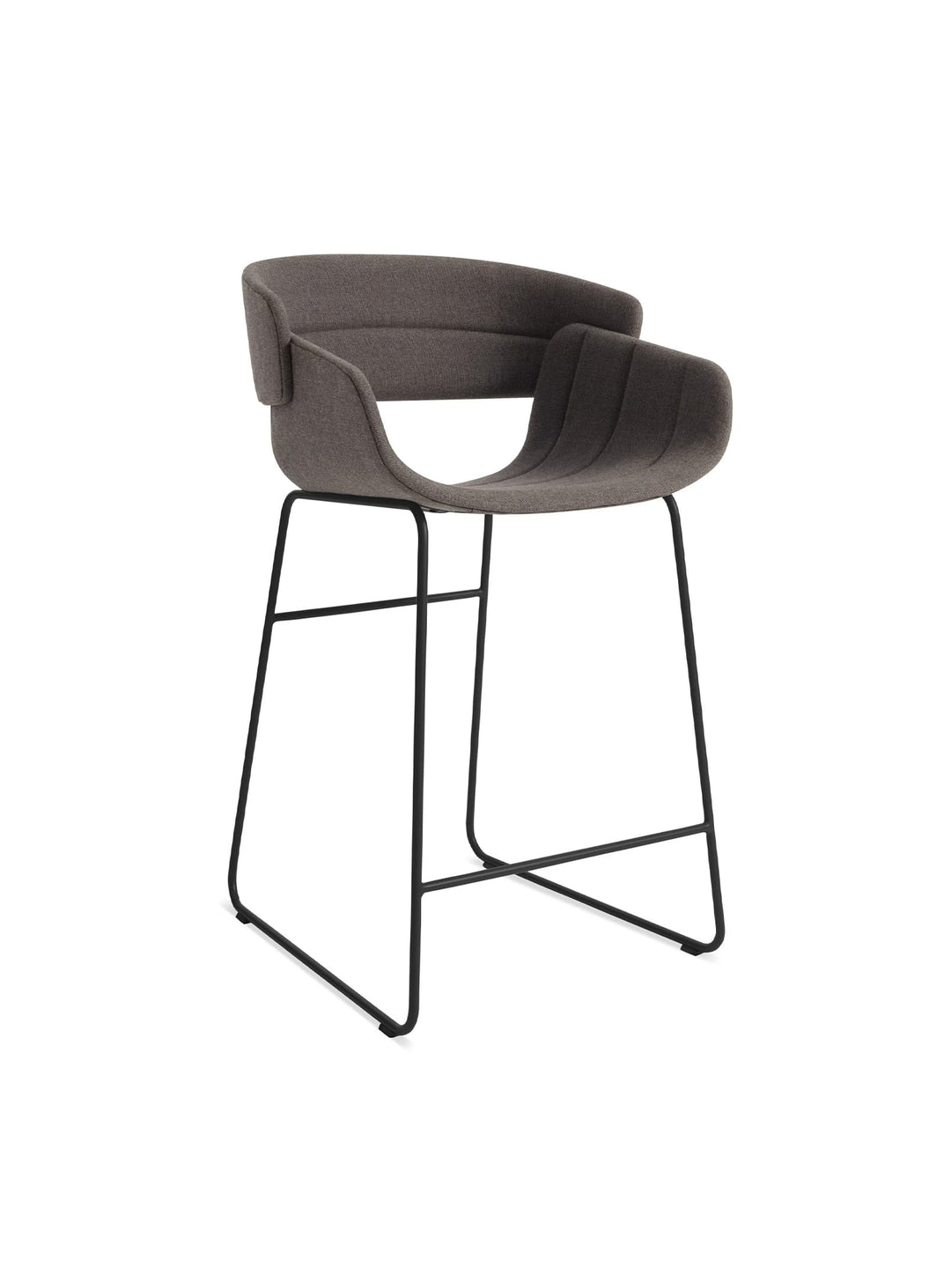 Tabouret Racer Blu Dot : tabouret moderne, coque bois et assise rembourrée. toohey charcoal
