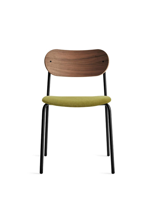 Blu Dot SideBySide : chaise à dîner en noyer ou chêne avec assise rembourrée. Vert.