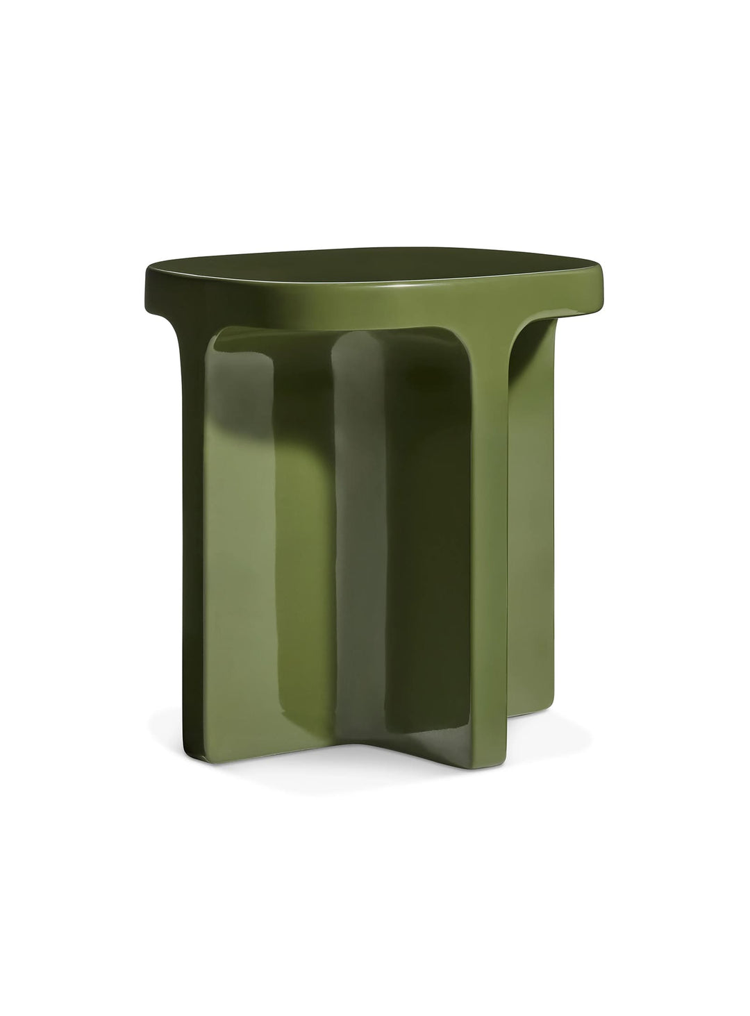 Table d'appoint Small Talk Blu Dot, une table sculpturale prête à l'emploi dès la livraison. olive