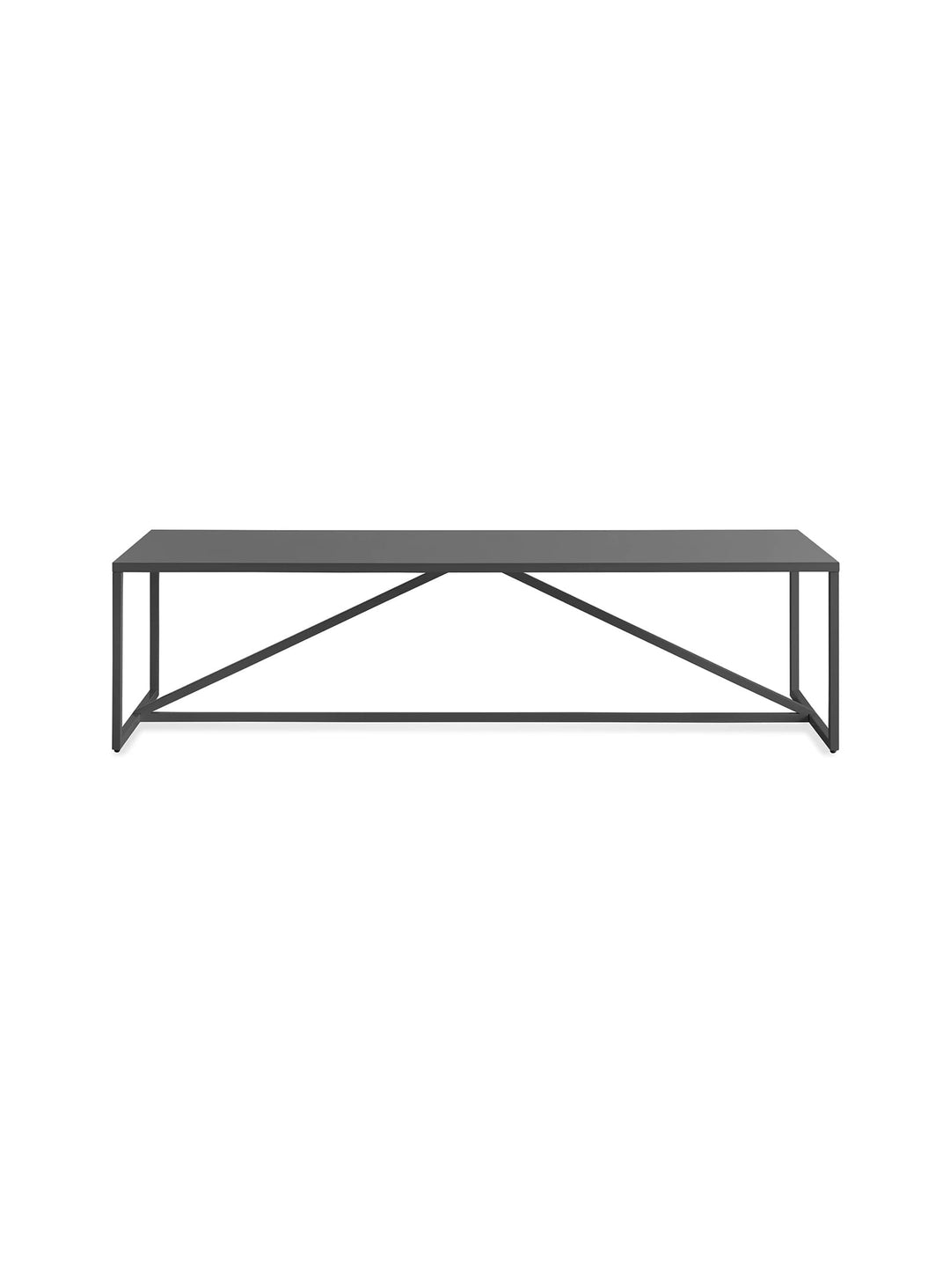 Table à café Strut Blu Dot : table moderne, structure acier et plateau bois. carbon