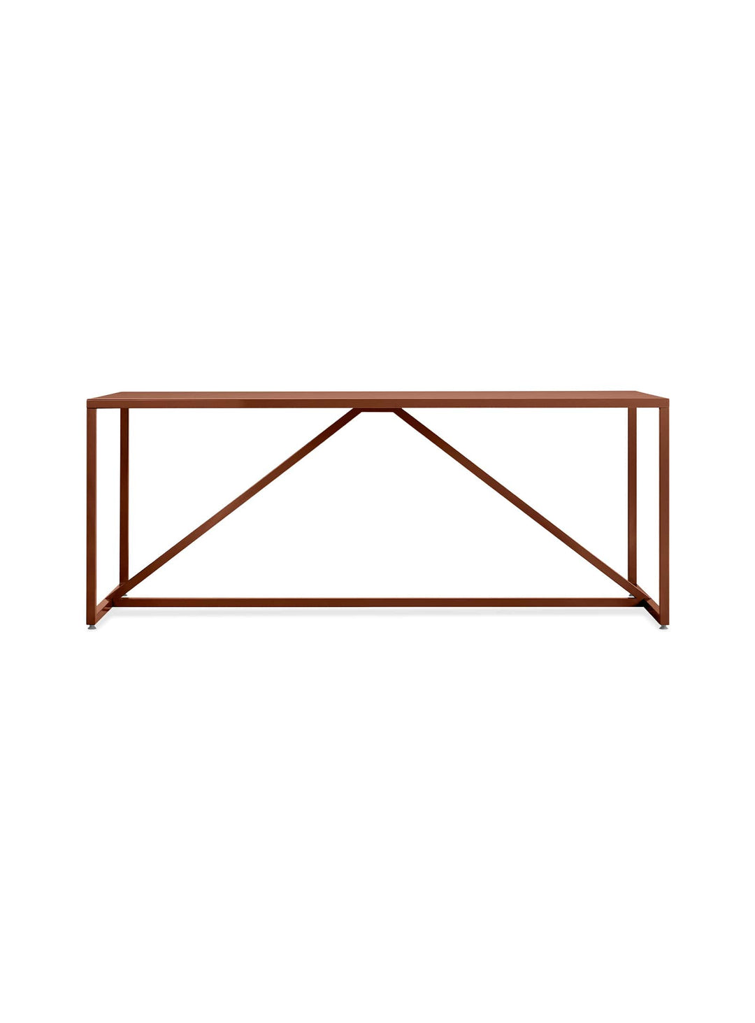 Table Blu Dot Strut : structure acier et plateau laqué brillant. rouille