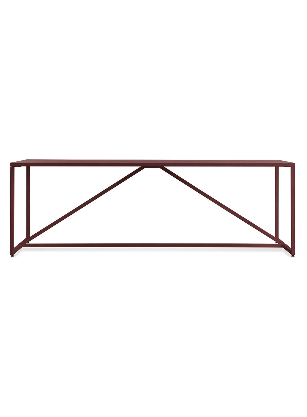 Table Strut de Blu Dot : élégance simple et caractère affirmé. rouge.