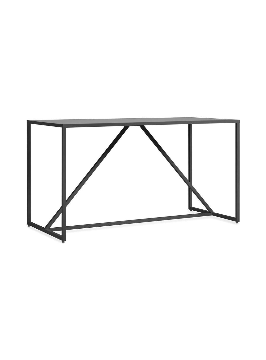 Table haute Strut Blu Dot : table haute moderne, structure acier et design graphique. ardoise