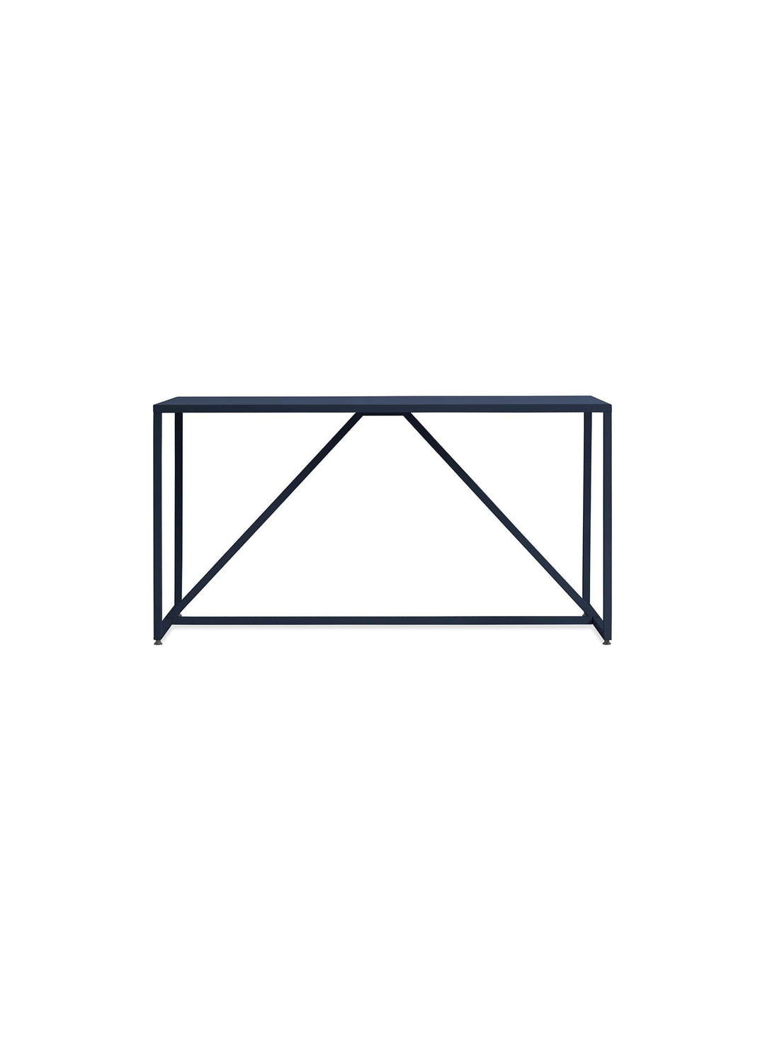 Table à dîner Strut de Blu Dot : robustesse et beauté géométrique. bleu marine