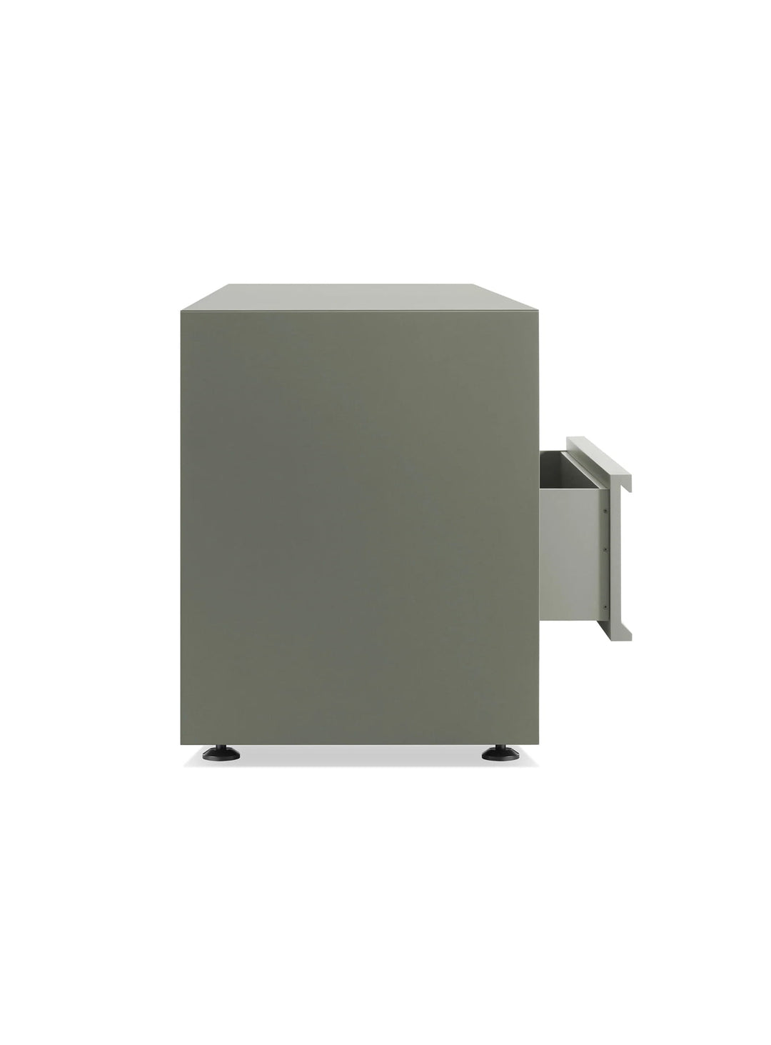 Buffet Superchoice de Blu Dot à 2 portes et 2 tiroirs, un rangement moderne aux lignes épurées. grey green